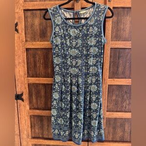 Max Studio Navy Blue Floral Sleeveless Fit-and-Flare Dress